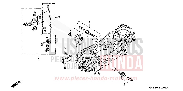 CORPS DE PAPILLON (PIECES CONSTITUTIVES) (VTR1000SP2/3/4/5/6) de VTR1000 SP-2 ROSS WHITE (NH196B) de 2003